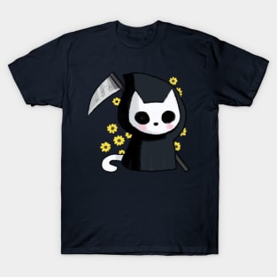 Grim reaper cat with flowers T-Shirt